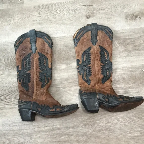 Corral Cowgirl Boots Western Brown Black Leather - Picture 5 of 14